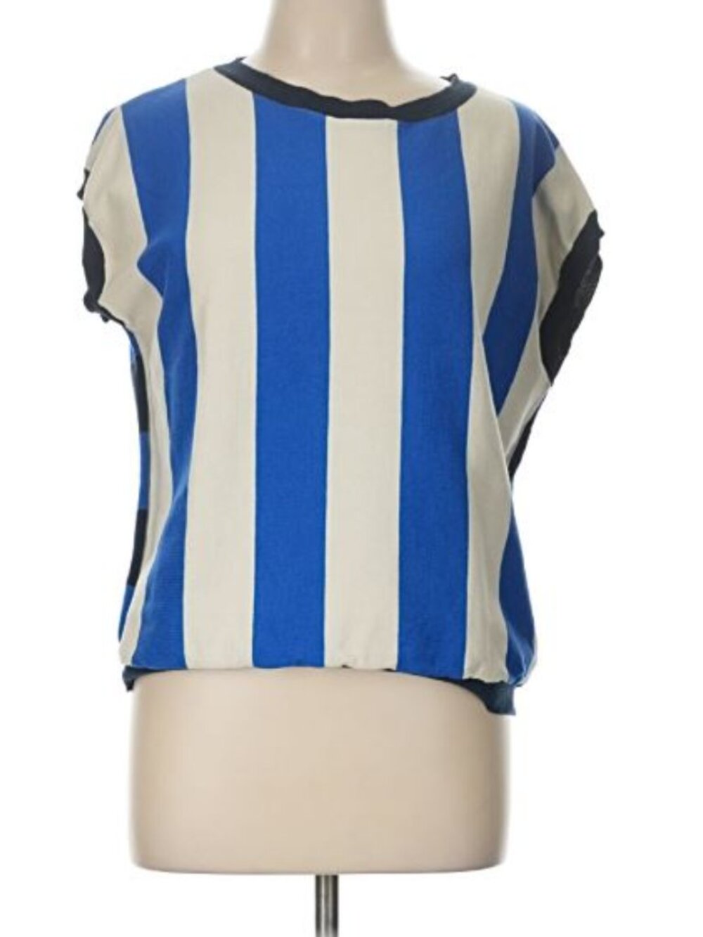 Mapoesie Paris Buren Marin Knit Sweater Top Blue White Striped Beachy Coastal - Picture 3 of 9